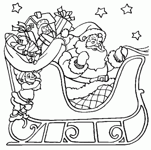 coloriage le pere noel dans son traineau